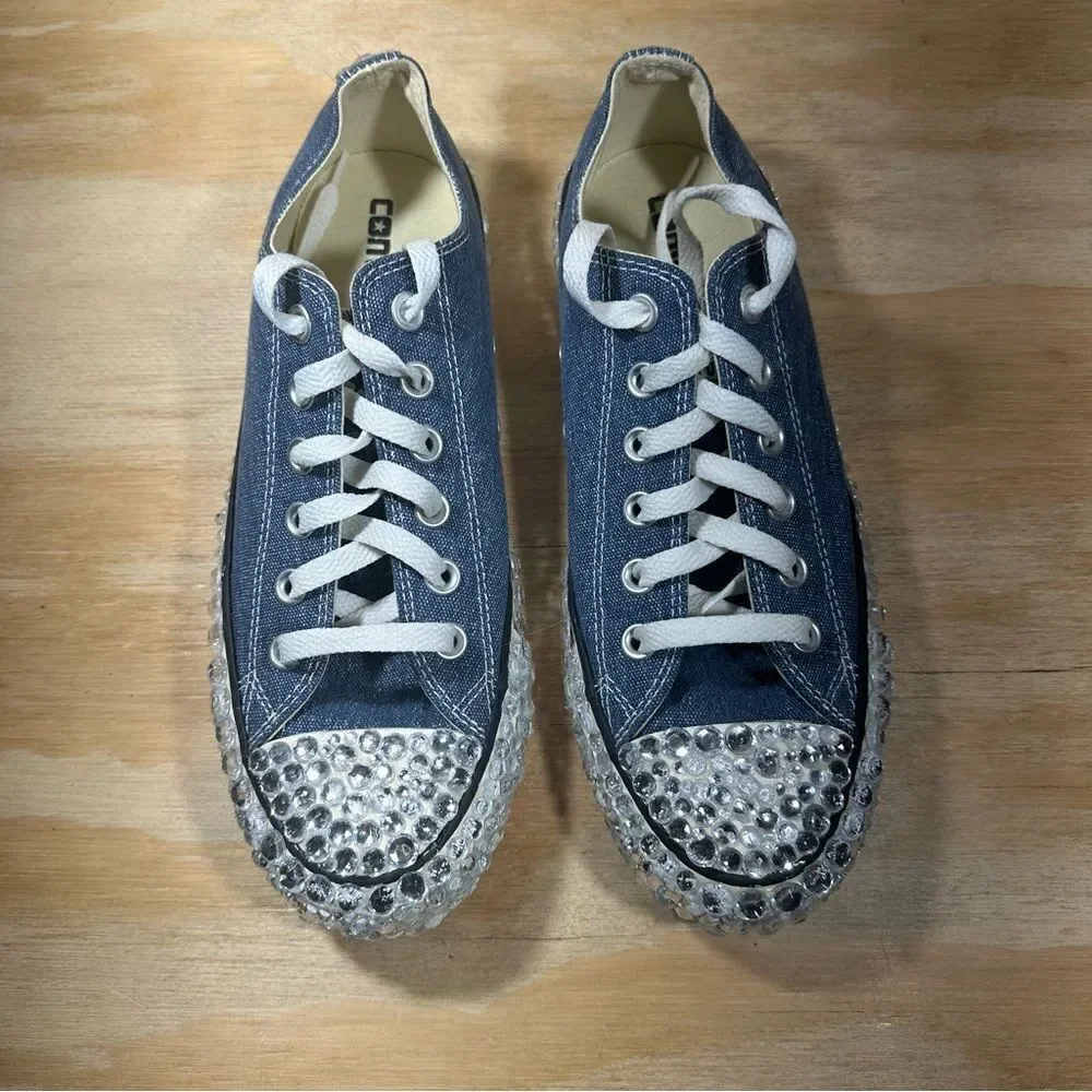 Converse Bedazzled Denim Canvas Sneakers Women’s Size 8 - Picture 2 of 9